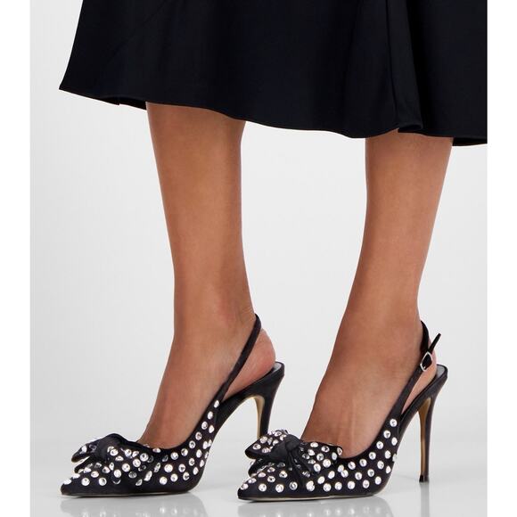 Aminah Abdul Jillil for INC Shoes - Copied - Aminah bow sling back black strass Gemma heels sz 5.5